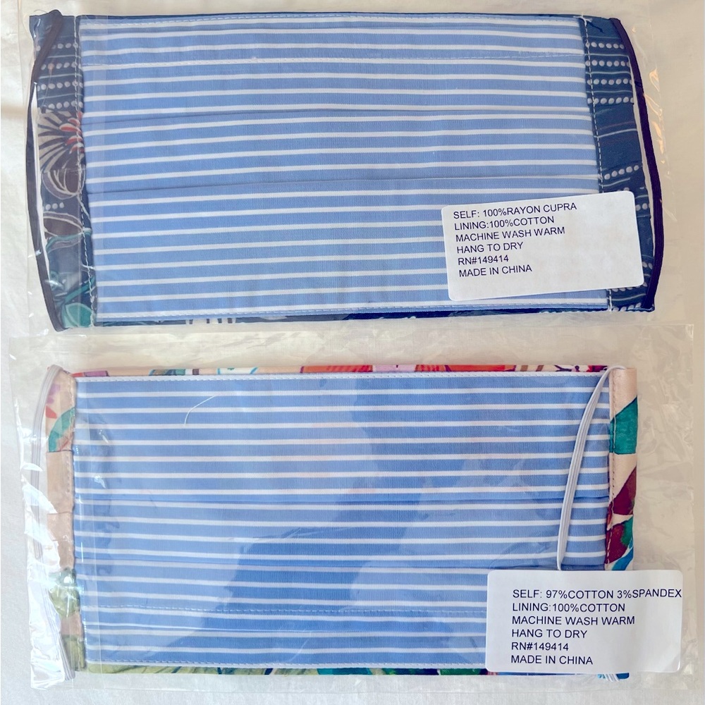 Johnny Was Face Masks New in Sealed Packages O/S Multi Colored Floral set of 2 - Picture 2 of 6